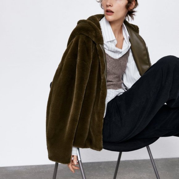 ZARA FAUX FUR JACKET - Picture 9 of 9